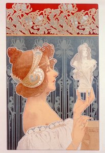 Nainen pitelee patsasta, 1901